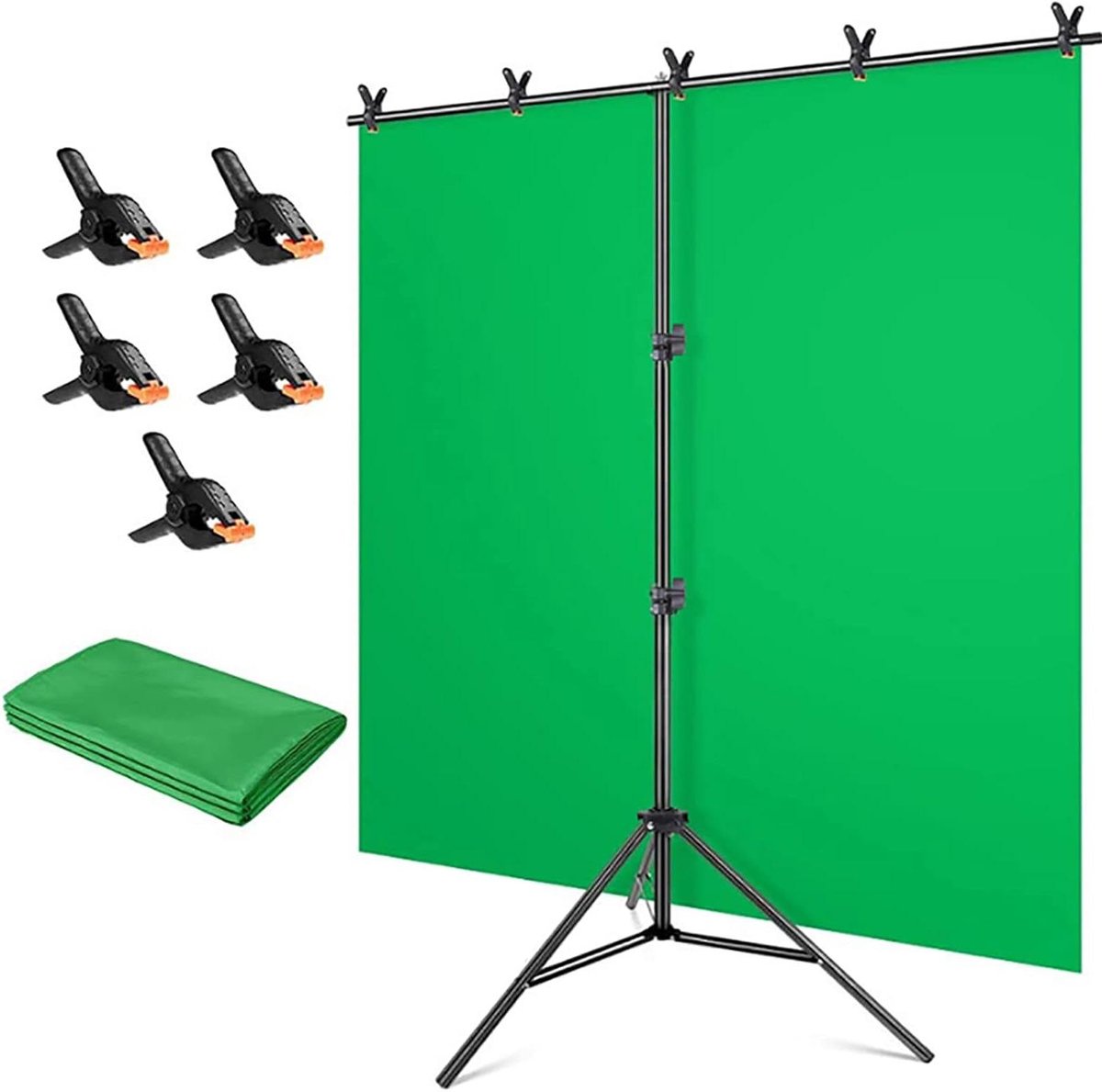 Achtergrond Stand - Green Screen Kit - Video Opnames - Kreukvrij Polyester - 200 cm Hoog - Groen