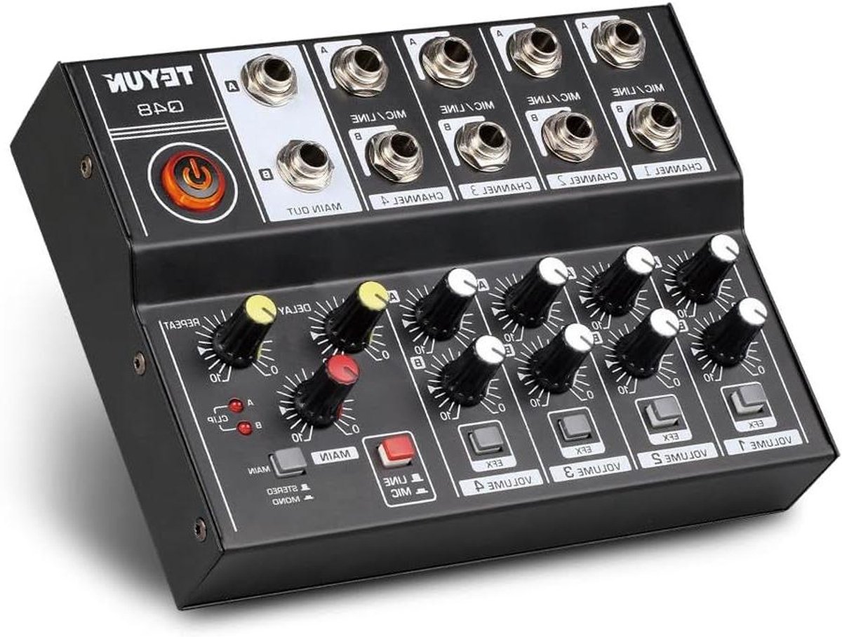 Audio Mixer - Geluidsmixer Soundboard - Muziek Opnemen - 8 Kanalen - 21 x 135 x 55 cm - Zwart