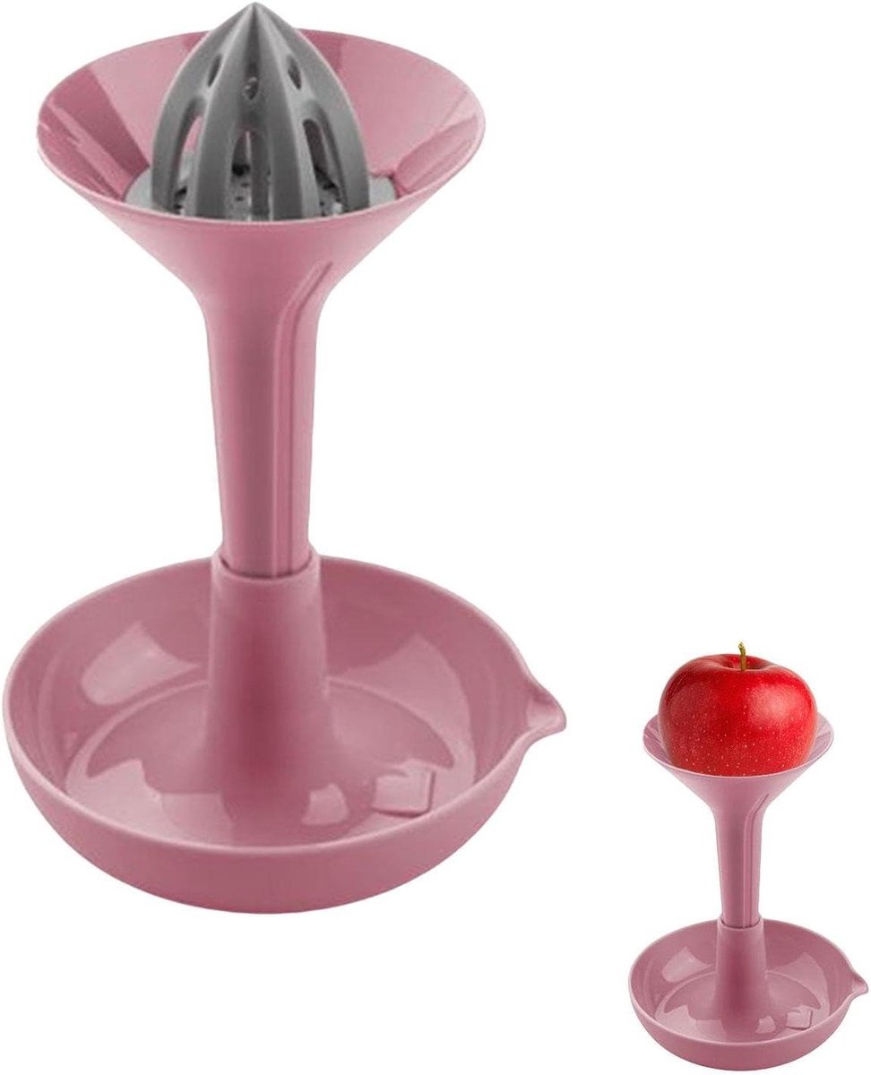 Handmatige Citruspers - Sapcentrifuge Fruitpers - Sap Maken - Wijdhoek Ontwerp - 13.5 x 21 x 13.5 cm - Roze