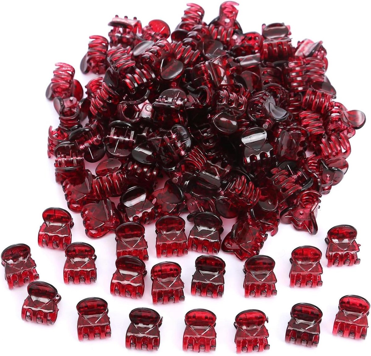 Mini Haarspelden - Kleine Haarklemmen - Haar Styling - Antislip Grip - 50 stuks - Wijnrood
