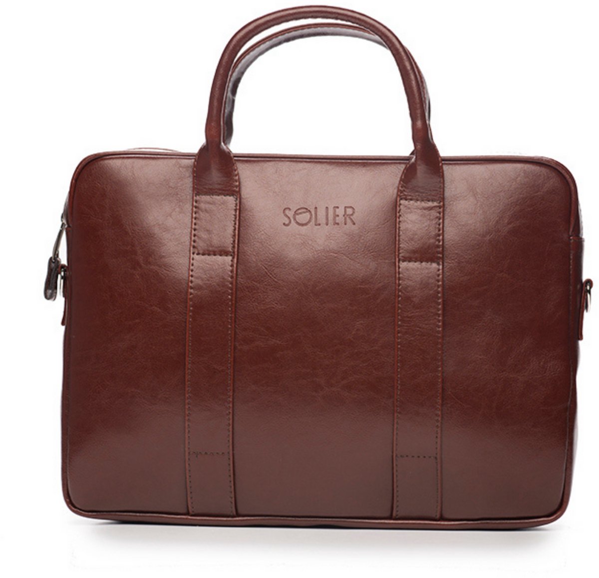 Solier SL20 Edynburg - Leren Heren Laptoptas 15,4 inch - Schoudertas en Aktetas van Echt Leer - Burgundy