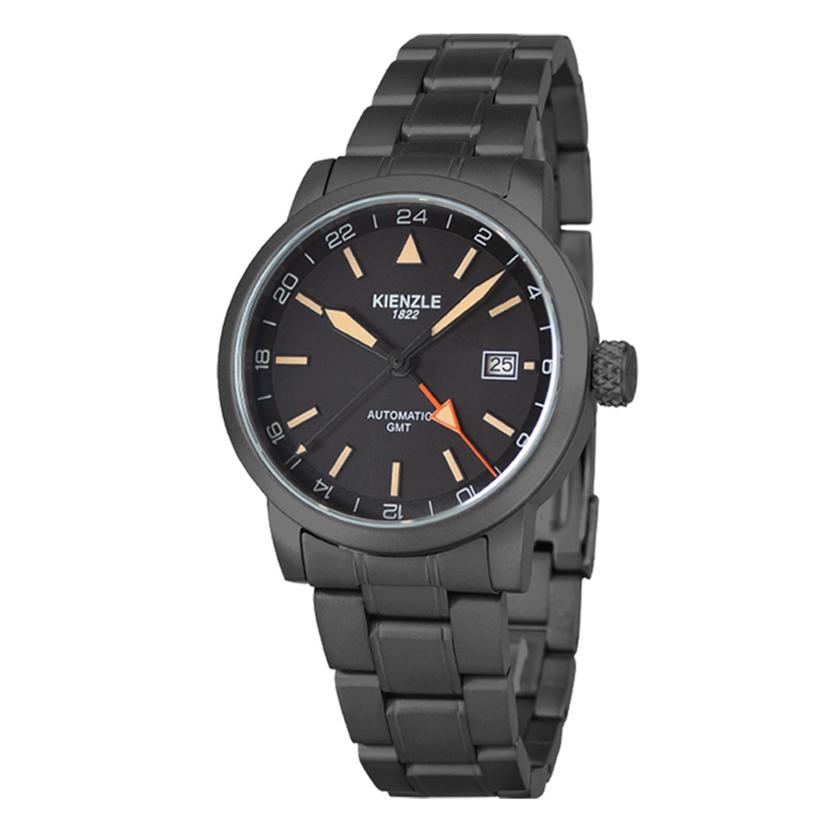 KIENZLE Horloge - Flieger - GMT Automatic KT416I - Zwart - Lichtgevende Indexen en Wijzers
