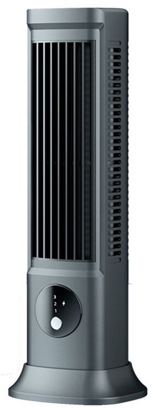 Bladloze bureauventilator USB oplaadbaar, stille torenventilator 3 snelheden, draagbare tafelventilator zwart