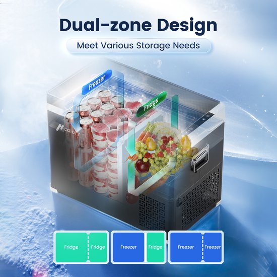 Hcalory 40L Auto & Thuis Koelbox - Dubbele Zone Vrieskast, Touchscreen, 12/24V DC & 220V AC, Energiezuinig & Stil van Merkloos — afbeelding 3