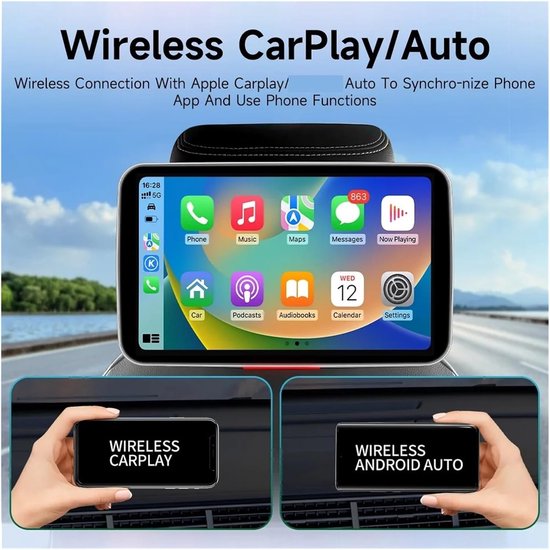 Auto dvd-speler Autoschermen Achterbank TV-scherm Hoofdsteunmonitor Auto CarPlay WiFi Film Online Videospeler — afbeelding 3