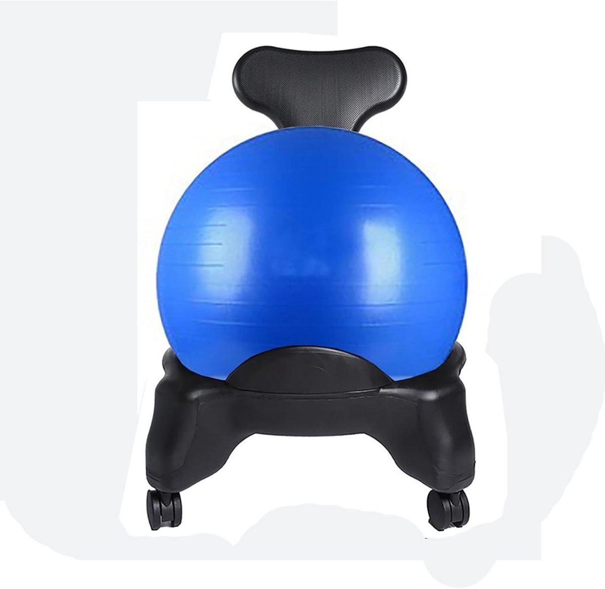 Yogabal Stoel - Zitbal met rugleuning - Actieve zithouding - Explosieveilige bal - 55 cm diameter - Zwart