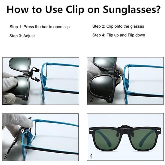 Clip-on zonnebril Geschikt voor kinderen - Gepolariseerde clip-on zonnebril, Geschikt voor brillen op sterkte, jaszonnebril Geschikt voor kinderen, meisjes en jongens (groen en zwart) — afbeelding 2