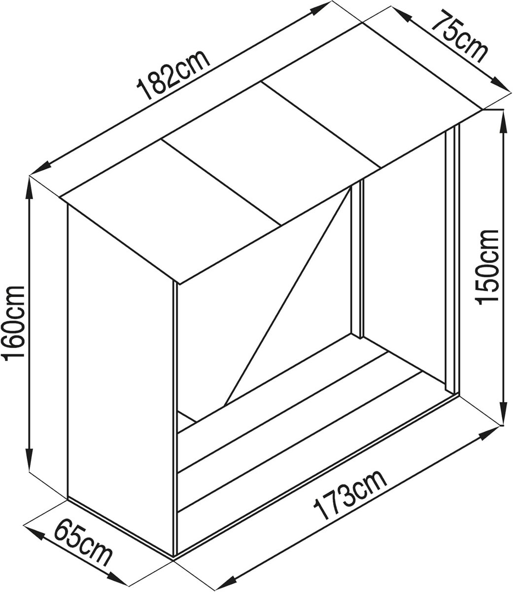 Houtopslag - Houtopslag schuur - Hout drogen - Weerbestendig materiaal - 182x75 cm - Antraciet