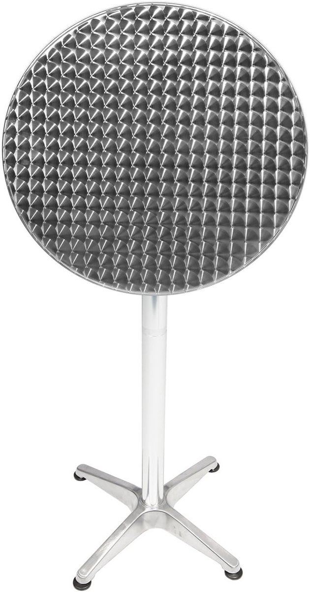 Bistrotafel Aluminium - Ronde Tafel - Buiten Zitten - In hoogte verstelbaar - Ø 60 cm - Zilver — afbeelding 2