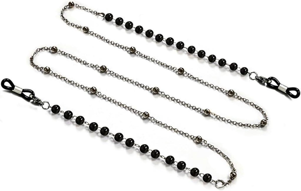 Ketting Bril Accessoires - Parel Clip Houder - Veilig Dragen - Handgemaakte Parel - 78CM - D