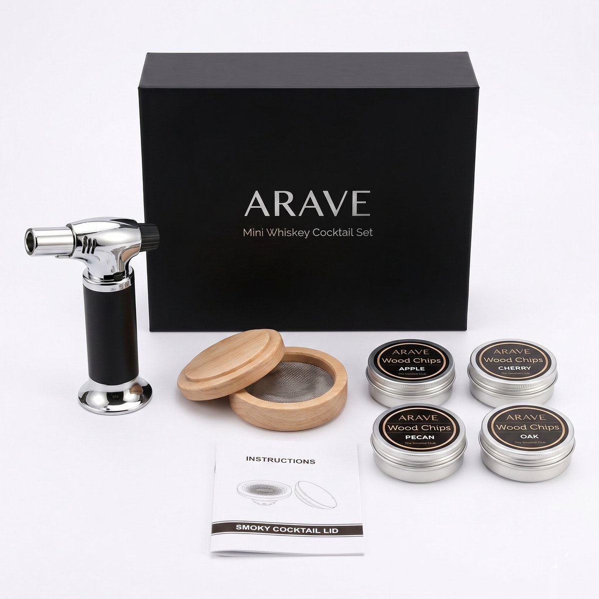Aravé® Kleine Whiskey Smoker - Cocktail Smoker - Premium Whiskey Smoker Set - Whiskey - Cocktail