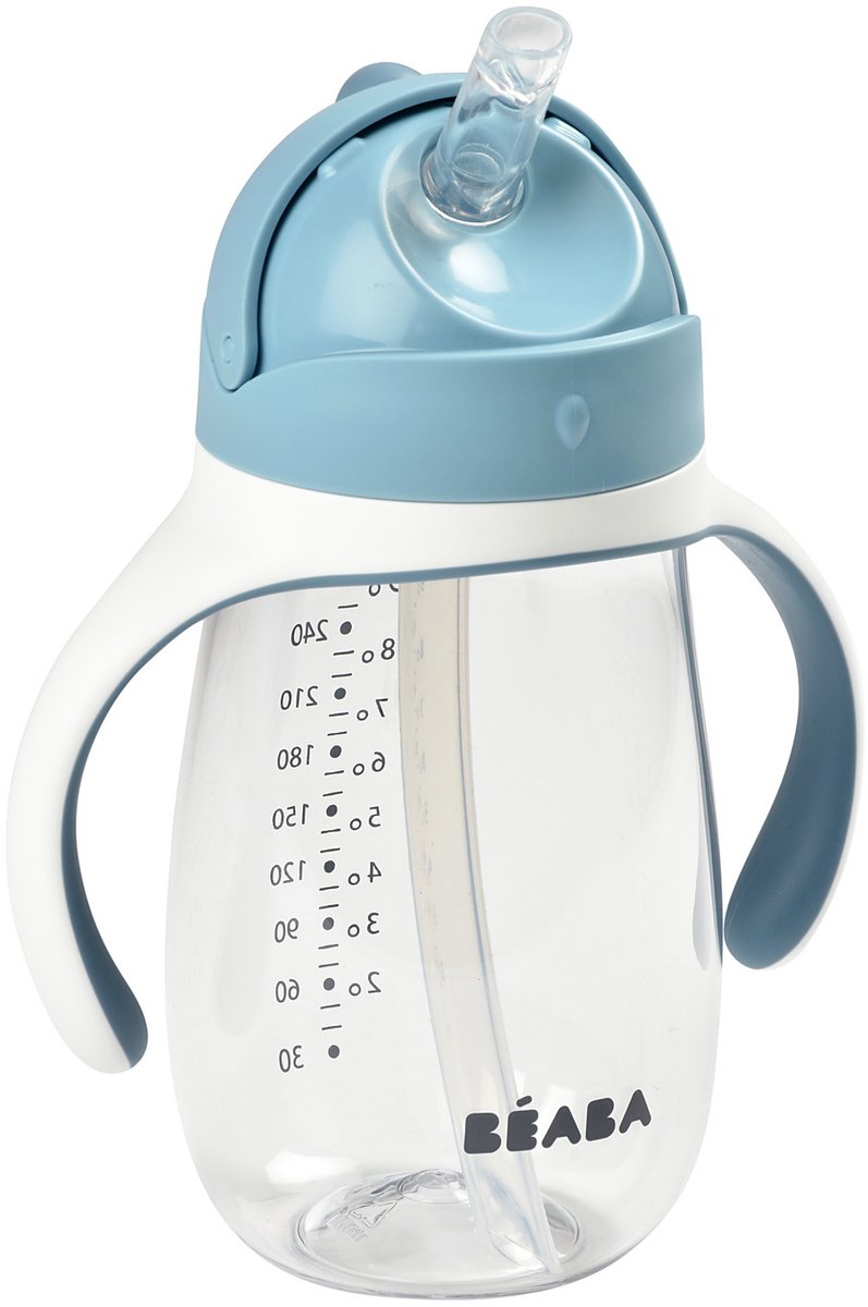 Béaba Drinkbeker - Rietjesbeker 300 ml - Lekvrij - Verwijderbare Handvatten - Vanaf 8 Maanden - Blauw