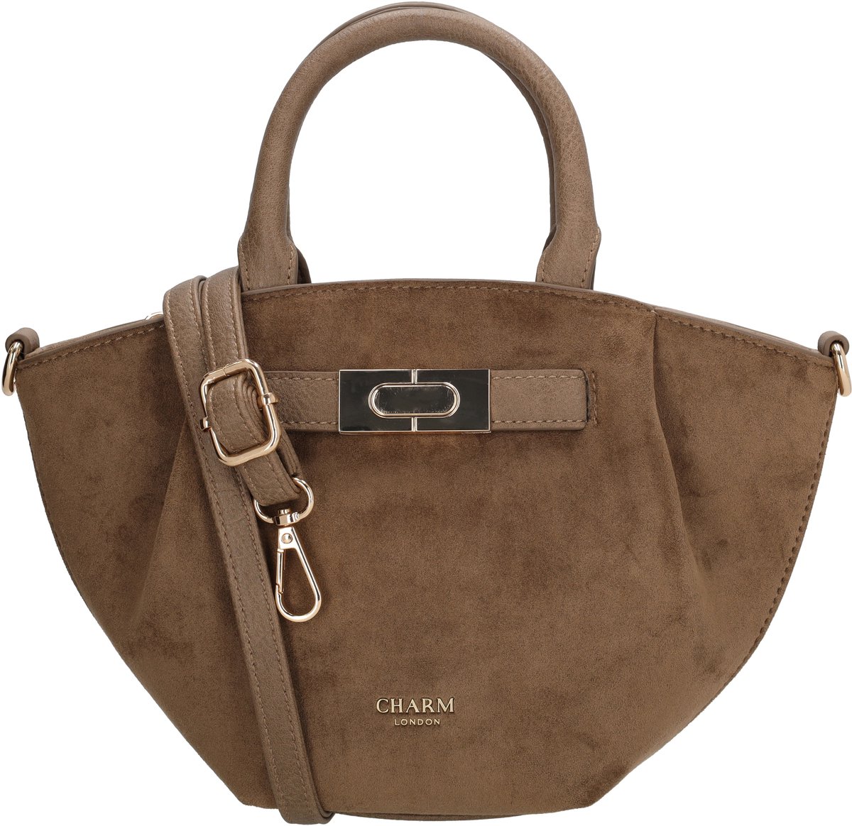 Charm London Dubai Handtas - Faux Fur Handtas - Schoudertas - Verstelbare Schouderband - Gouden Details - Dames Tas - Donkertaupe