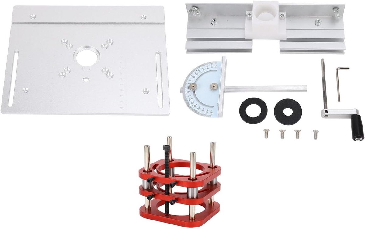 Routertafelliftsysteem - Hefset Houtbewerking - Precisie Frezen - Handmatige Zwengel - 51mm Hefslag - Zilver
