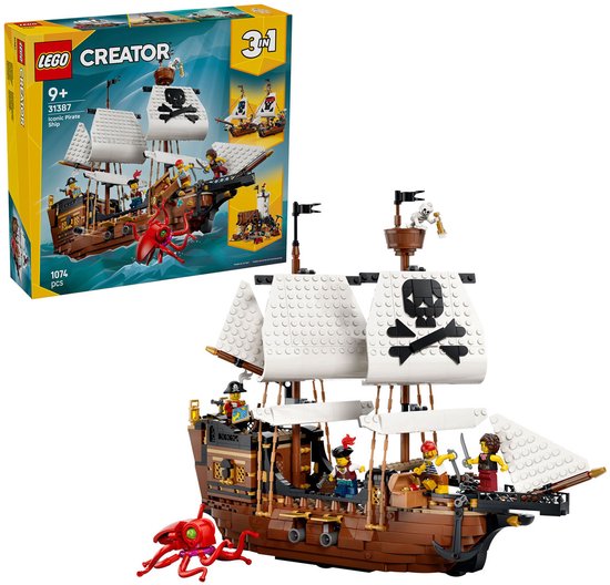 LEGO Creator 3in1 Klassiek Piratenschip Piraten Boot Speelgoed voor Kinderen 31387