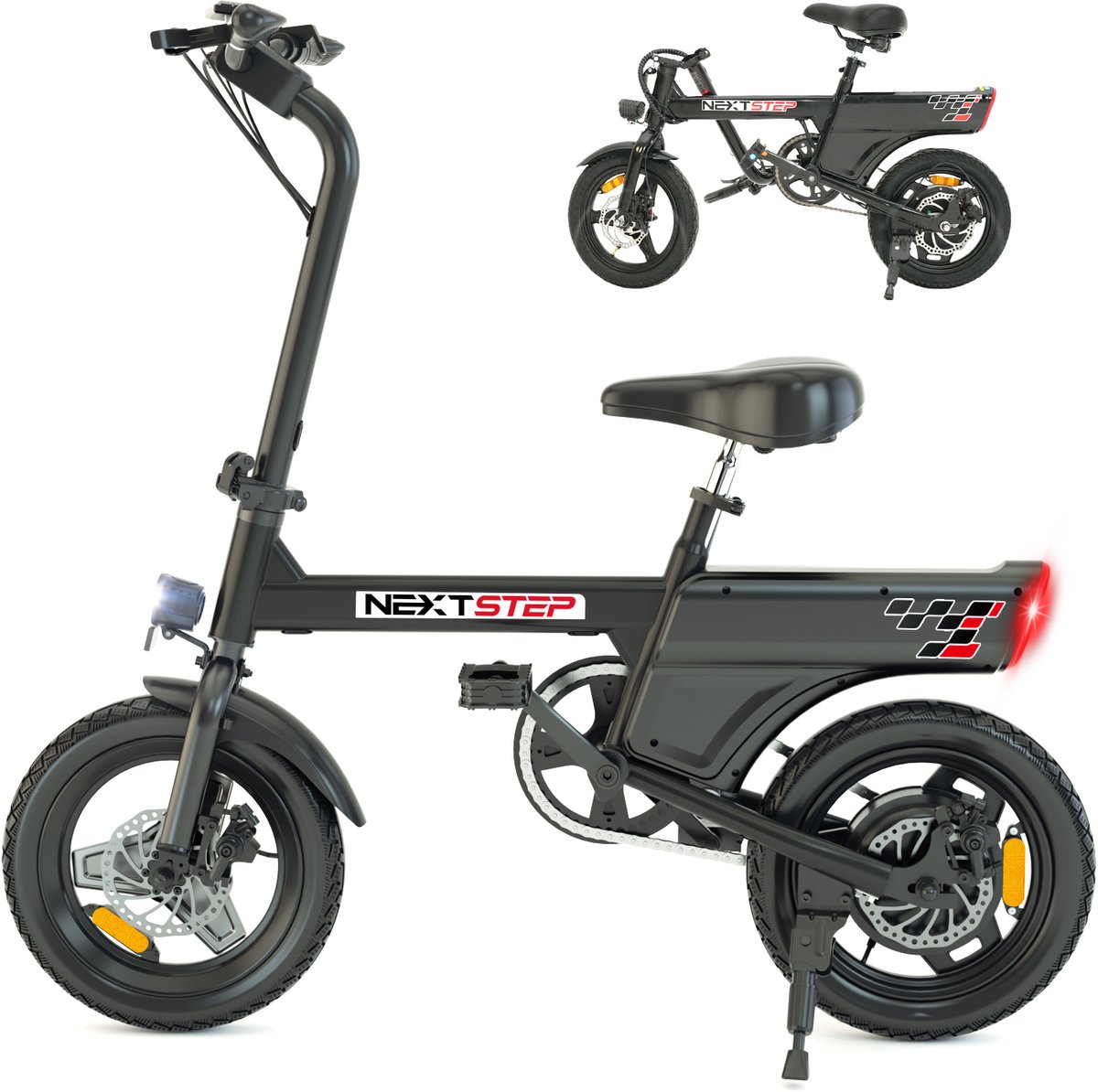 YEE GOO Elektrische Fiets - 250 W Motor - 36V 7,8Ah Batterij - 30-45 km Actieradius - 14 Inch Banden - Schijfremmen voor en achter - LED-verlichting en LCD-display - Draagbare e-bike voor woon-werkverkeer in de stad - Zwart