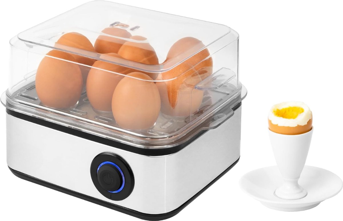 AHD® Eierkoker electrisch - Eierkoker - Eierkoker met timer - Zilver - 21cm x 15cm x 13cm; 0.84 kg