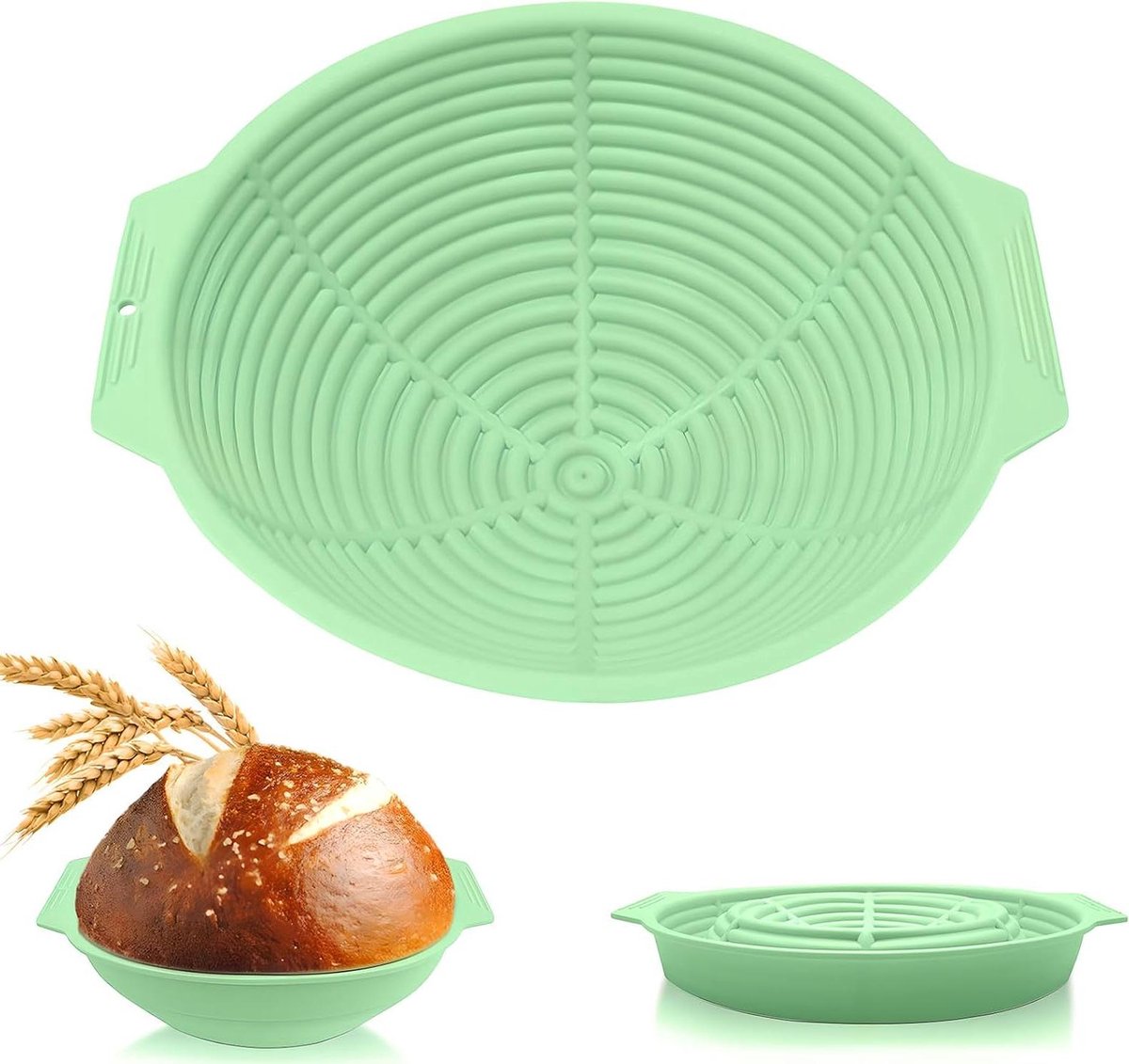 Zuurdesem Mand Brood Rijsmand Brood Bakken Opvouwbaar Ontwerp 25 cm Rond Groen
