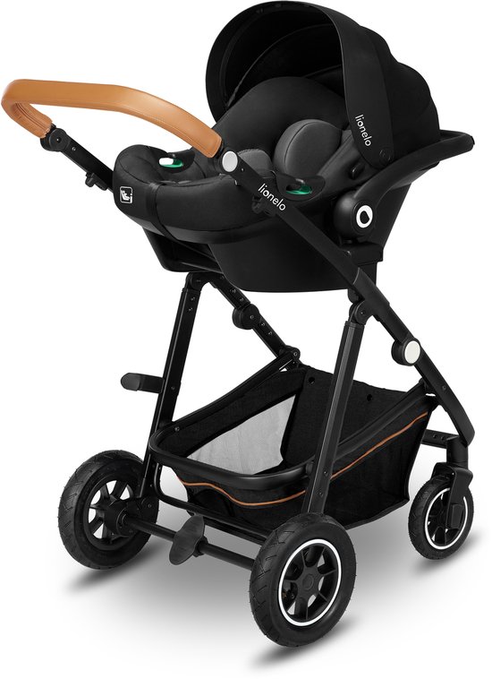 Lionelo Amber Kinderwagen 3 in 1 - Reiswieg + Buggy + Autostoel - Luchtbanden, Volledige Vering - Comfortabel baby matras - Snel Inklapbaar - Luiertas - Regenhoes - Muskietennet - Vanaf Geboorte tot 4 jaar (0-22 kg)