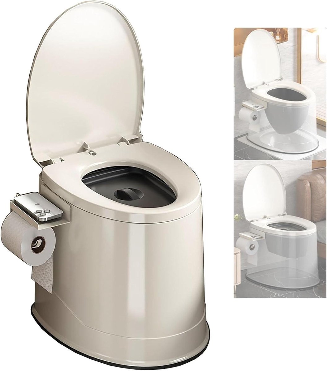 Draagbaar Nachtkastje Toilet - Bedcommode - Thuisgebruik - Dubbel Ontwerp - Afneembare Emmer - Wit