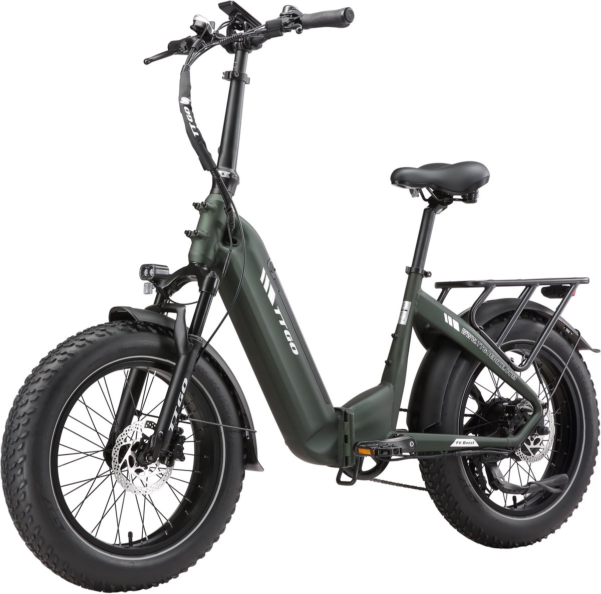 TTGO F6 Boost Elektrische Fiets – 250W Motor - 48V18Ah Lithium Accu – Actieradius tot 140 km – Hydraulische Schijfremmen – 20×4.0 inch Fatbike Banden - Shimano 7 Versnellingen - Vouwfiets - Donkergroen