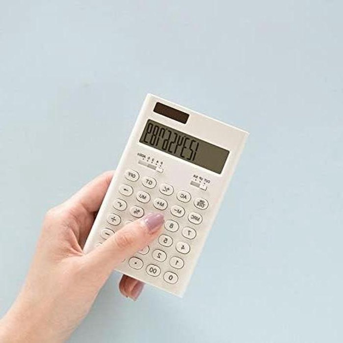 Rekenmachine Wit - Zakelijk Hulpmiddel - Financiën Bijhouden - Zonne-energie - Mini Formaat - Wit