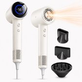 BlowSense® AirGlide - Föhn met Diffuser en Concentrator - LED Scherm - Haardroger met Ionentechnologie - 3 Magnetische Opzetstukken - Inclusief Magnetisch Ophangsysteem - Luxe Cadeauverpakking - Ivoor Wit - 2026 Model