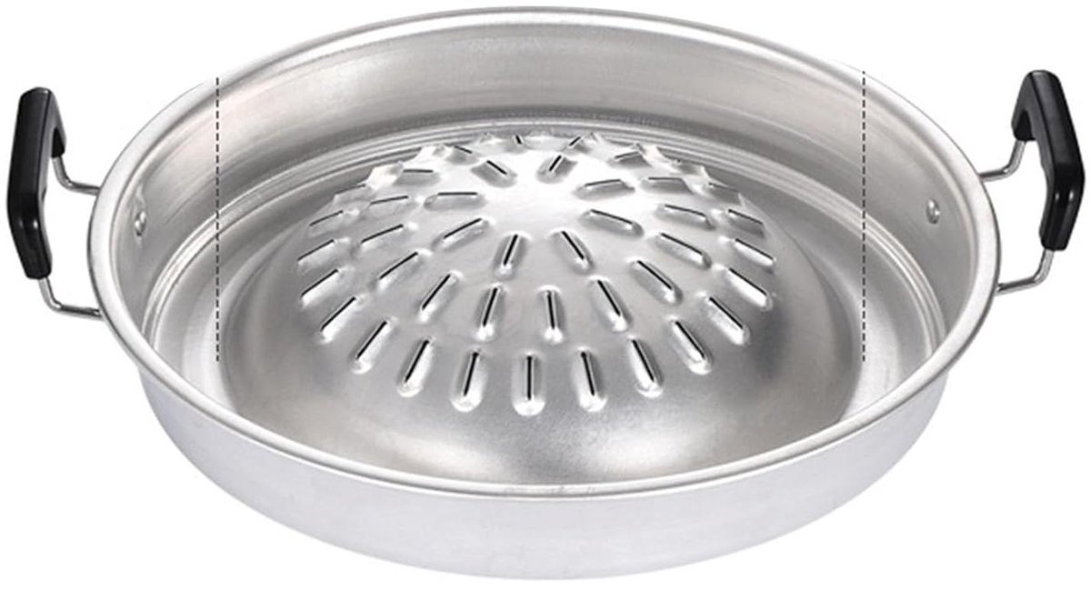 Grillpan Aluminium BBQ Hot Pot Authentiek Koken Dubbele Functie 35 x 31 x 12 cm Zwart