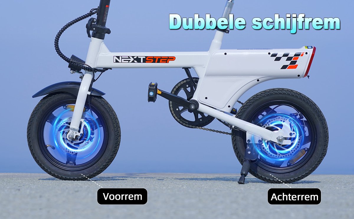 YEE GOO Elektrische Fiets - 250 W Motor - 36V 7,8Ah Batterij - 30-45 km Actieradius - 14 Inch Banden - Schijfremmen voor en achter - LED-verlichting en LCD-display - Draagbare e-bike voor woon-werkverkeer in de stad - Wit. – foto 6