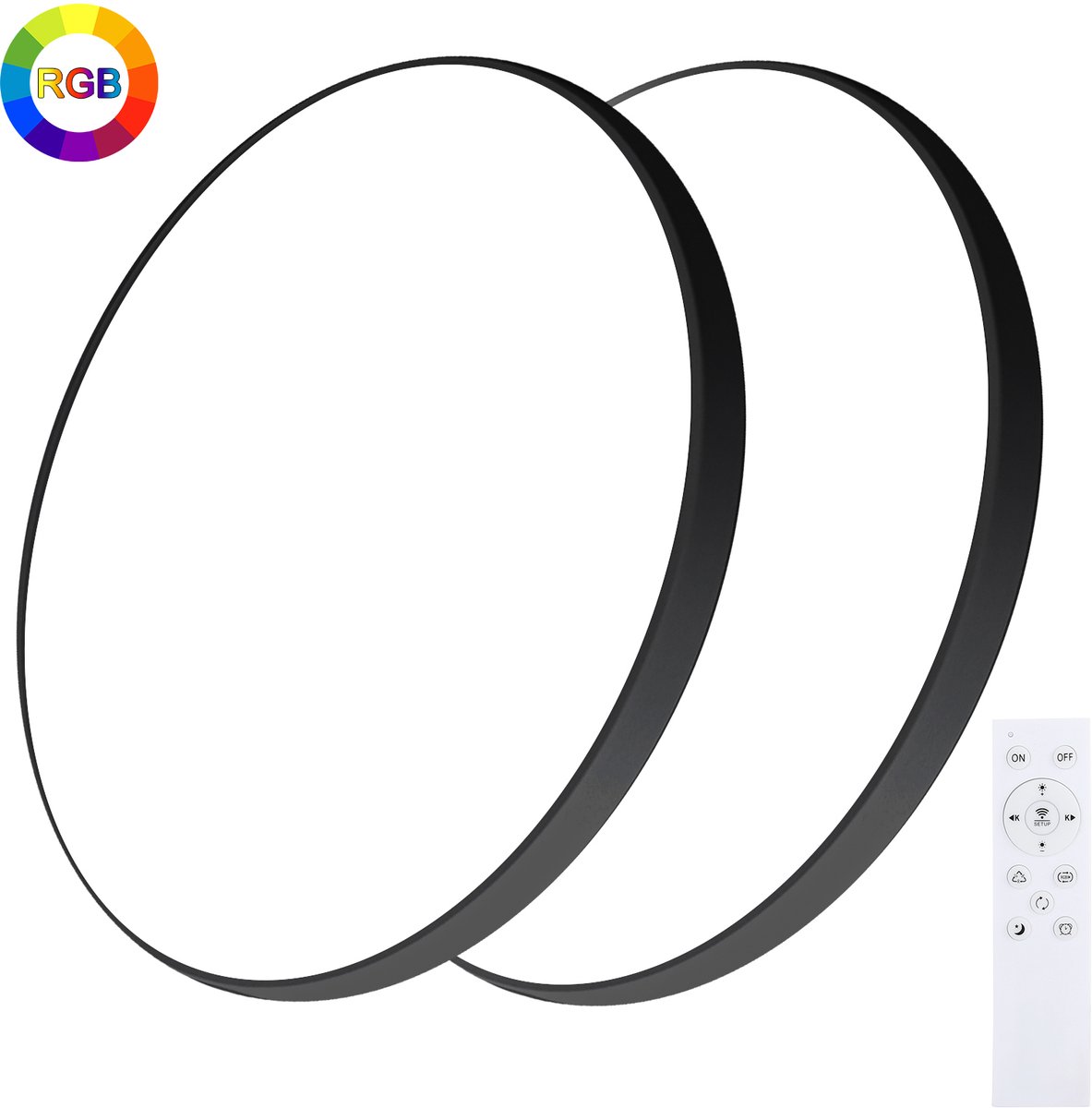 Oraymin 2x LED Plafondlamp - RGB - Met Afstandsbediening - 24W - Zwart - Ø30cm