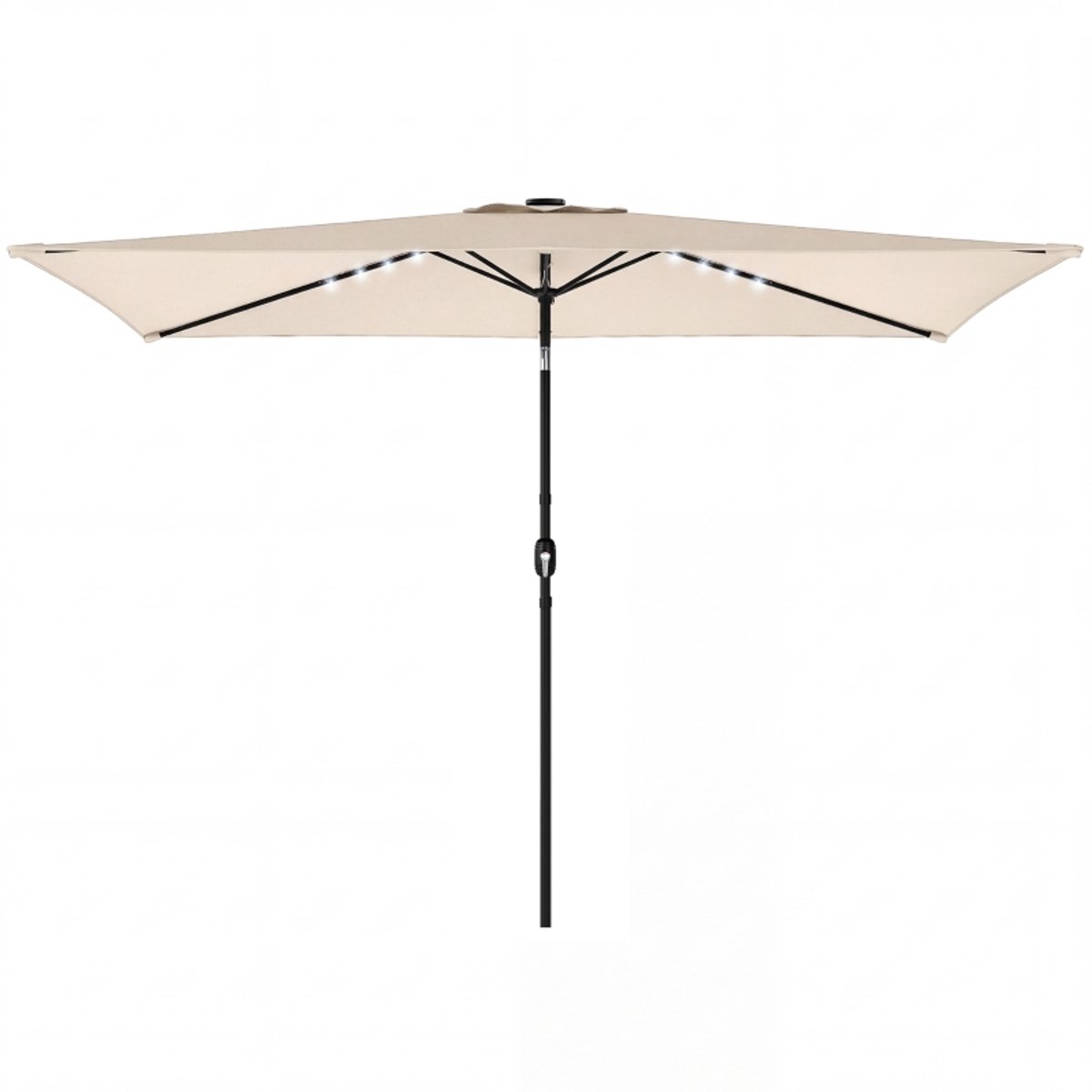 Premium Parasol - LED-zonnescherm - Tuinparasol - Stokparasol met Beschermhoes & Draaihendel - 300 x 200 cm - Strandparasol - Kantelbaar & Verstelbaar - UV-Bestendig - Strand, Balkon, Terras & Tuin - Crèmewit