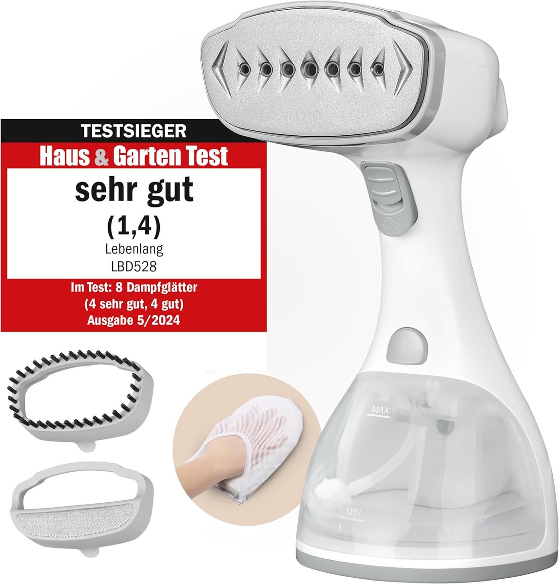 Draagbare Stoomstrijkijzer - Kledingstomer Handheld - Snel Kreukels Verwijderen - LCD Scherm Modus Keuze - 300 ml Reservoir - Wit