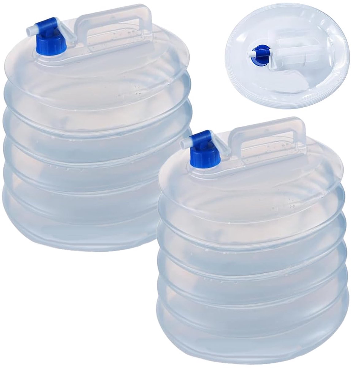 OKWISH Opvouwbare Watercontainer Set Van 2 - 3 L - Met Kraan - LDPE - Transparant - Voor Kamperen En Wandelen
