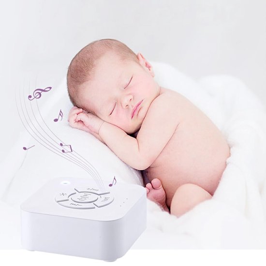 Slaapgeluid Apparaat - Witte Ruis Machine - Ontspanning Bevorderen - Met Ademhalingslicht - 10 x 10 x 6 cm - Wit — afbeelding 3