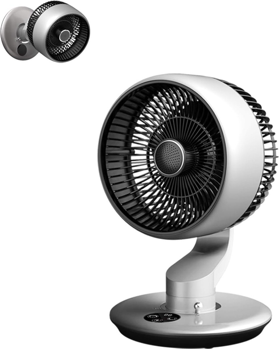 Ulisem - Tafelfan - 2400mAh oplaadbaar - 120° oscillerend - 90° kantelbaar - Stille motor - Met zuignapwandmontage - Afneembare bladen - Voor keuken en slaapkamer - Wit