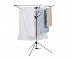 Cheqo® Droogrek Inklapbaar - Droogmolen Staand - Wasrek met Statief - Wasdroogrek Opvouwbaar - 3 Armen - Voor Camping - Voor Binnen en Buiten - Met Voet - Ruimtebesparend - Voor Balkon - Draaibaar - Mobiel - Droogparasol - Kledingdroger
