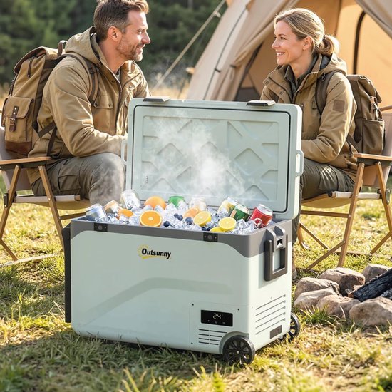 Compressor Koelbox - 42,5 L - tot -20°C - Stille Elektrische Koelkast - Autokoelkast - Koeler met Bluetooth, Rolhandvat & Telefoonhouder - AC/DC - 12V-24V/100-240V - Voor Auto & Huis - voor Boten, Campers en op Reis - Groen + Zwart van ZYLARO — afbeelding 4
