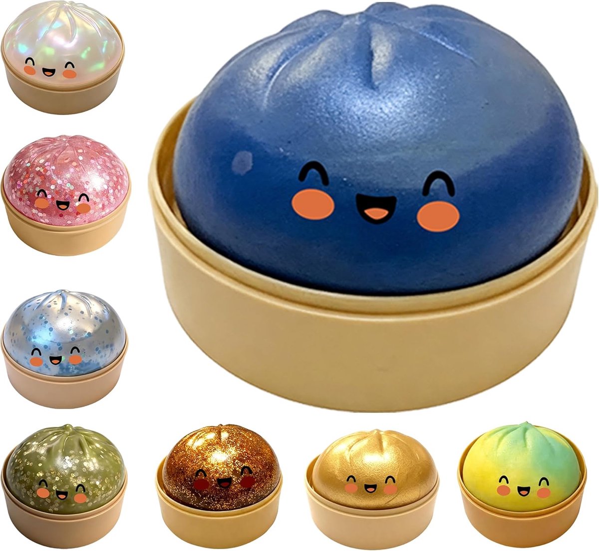OLOEY Realistische knoedelvorm-kneedbaar deeg-leuk en stressverlagend-schattig-zacht en niet plakkerig-een ontspannend speeltje om de tijd mee te verdrijven (1 stuk-blauw)