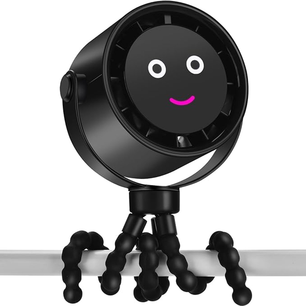 Kinderwagenventilator 5000mAh - Oplaadbare Ventilator met LCD-Scherm - 5 Snelheden - 360° Draaibaar - Statiefclip - Draagbare Ventilator voor Kinderwagen, Autostoel, Kinderbed en Reizen