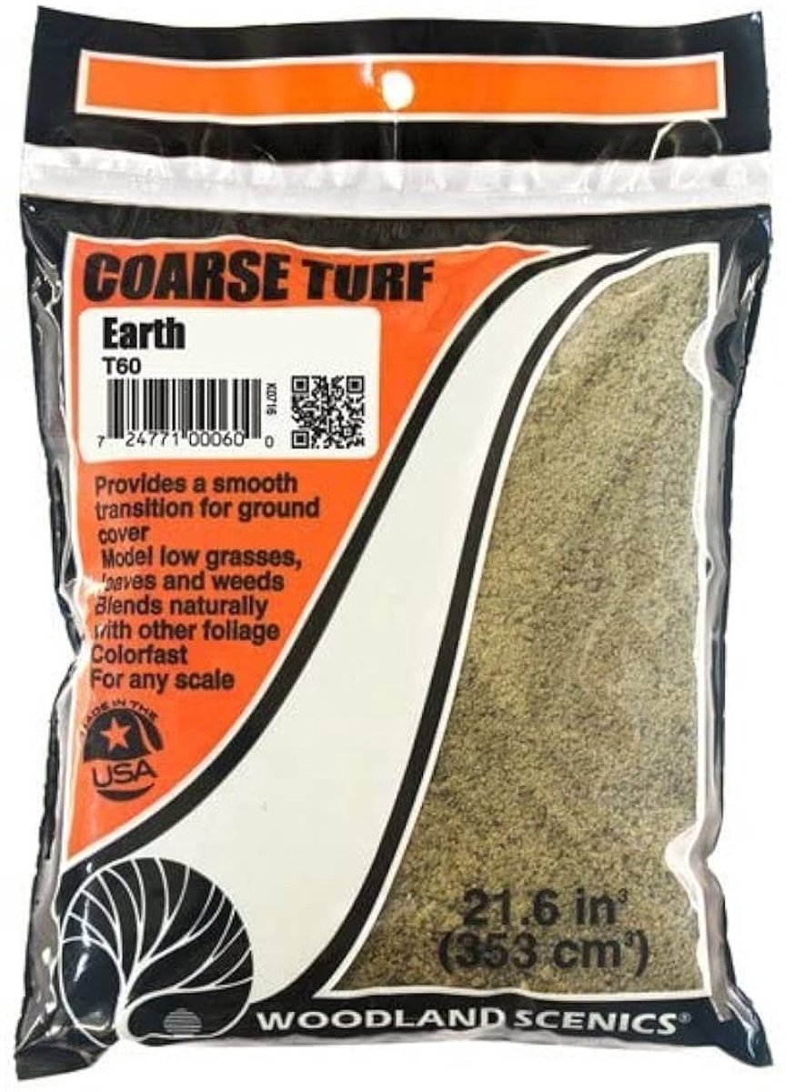 Woodland Scenics T60 Coarse Turf Earth – Grof Turf Strooimateriaal Aarde voor Modelbouw, Diorama & Modelspoor