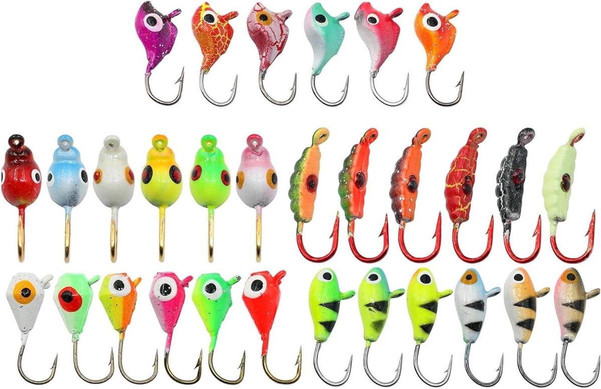 IJsvisaas Set - Visjigs Lokaas - Winter Vissen - Optimale Zichtbaarheid - 30 stuks - Multicolor