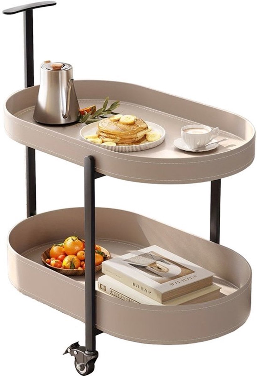 Opbergwagen – Trolley – Keukentrolley – Serveerwagen – Opbergtrolley – Dubbele Laag – Mobiel met 4 Wielen – Duurzaam Kunststof – Modern Design