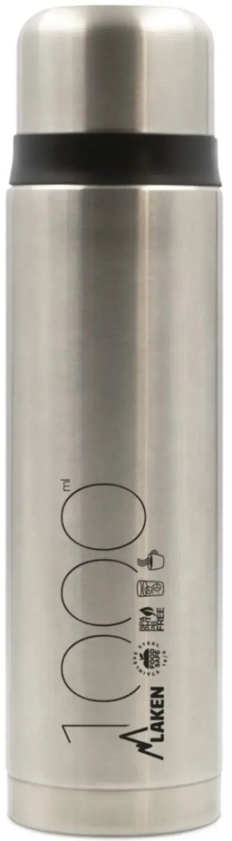 Laken thermosfles roestvrijstaal RVS kleur 1.0L met drinkmok, dubbelwandige rvs drinkfles