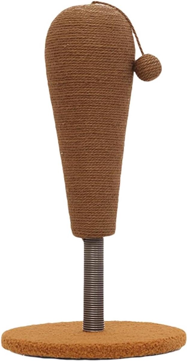 Kattenkrabpaal - Klimtoren - Meubelbescherming - Met hangende bal - 36 cm hoog - Natuurlijk