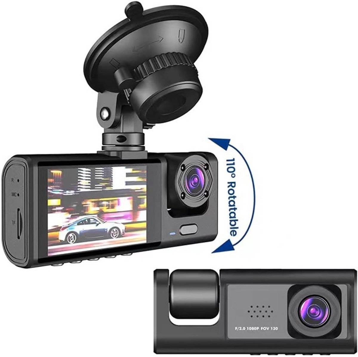 Auto DVR - Dashcam Recorder - Veilig Rijden - Drie Kanalen - 1080P HD - Zwart – foto 7