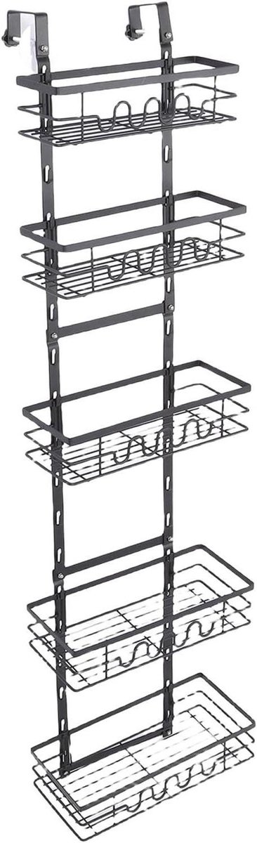 Over de deur 5 Tier Metalen Kruiden Rack Verstelbare Opknoping Pantry voor Keuken Koelkast en Kast Sto Oplossingen