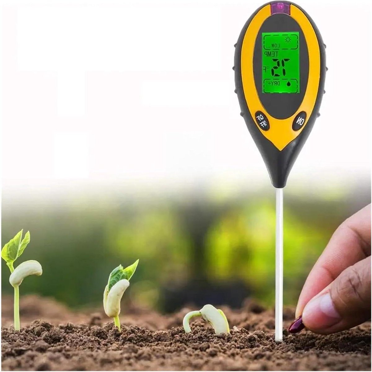 Bodemtester - Plantenmeter Kit - Planten Verzorgen - 4-in-1 Functionaliteit - 102 x 20 x 12 inch - Zwart