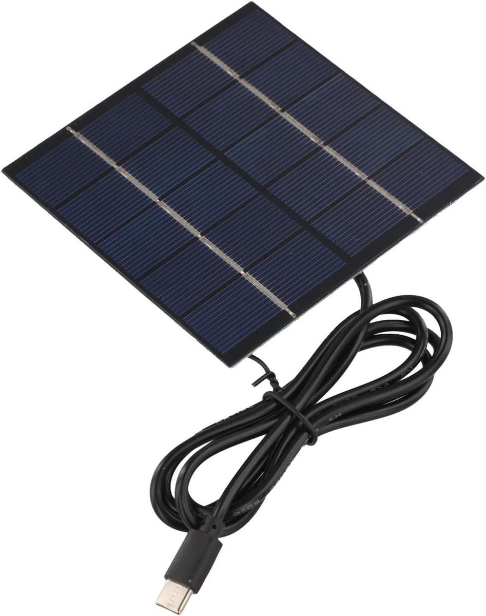 Zonnepaneel - Draagbare Charger - Buiten Opladen - Type-C Output - 10x10cm - Zwart