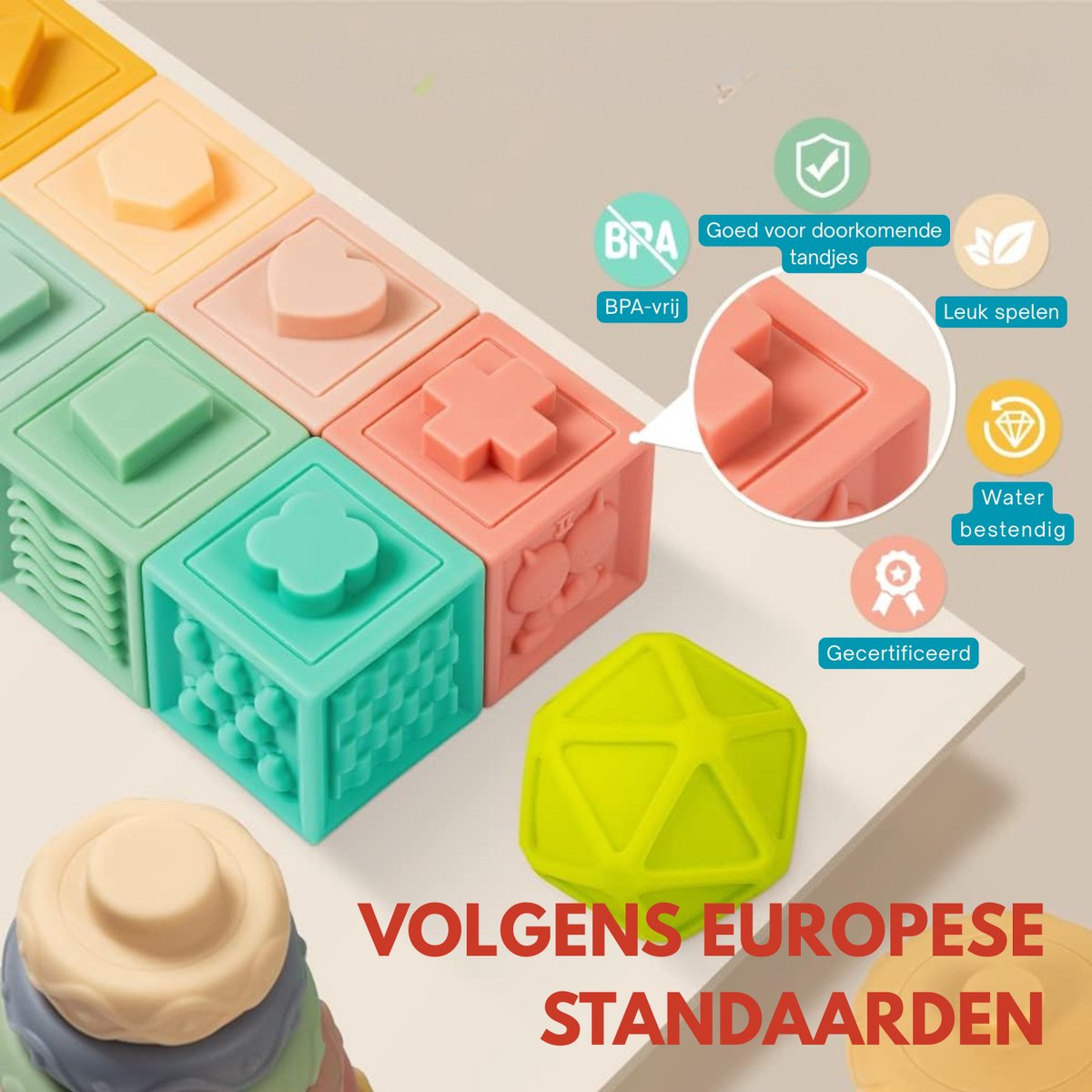 Homeblend Baby Speelgoed - Baby Montessori - Sensorisch Bijt & Stapel Set - 23-delig - Badspeelgoed - Zacht Silicone - Speelgoed 0 jaar - Speelgoed 1 jaar — afbeelding 2