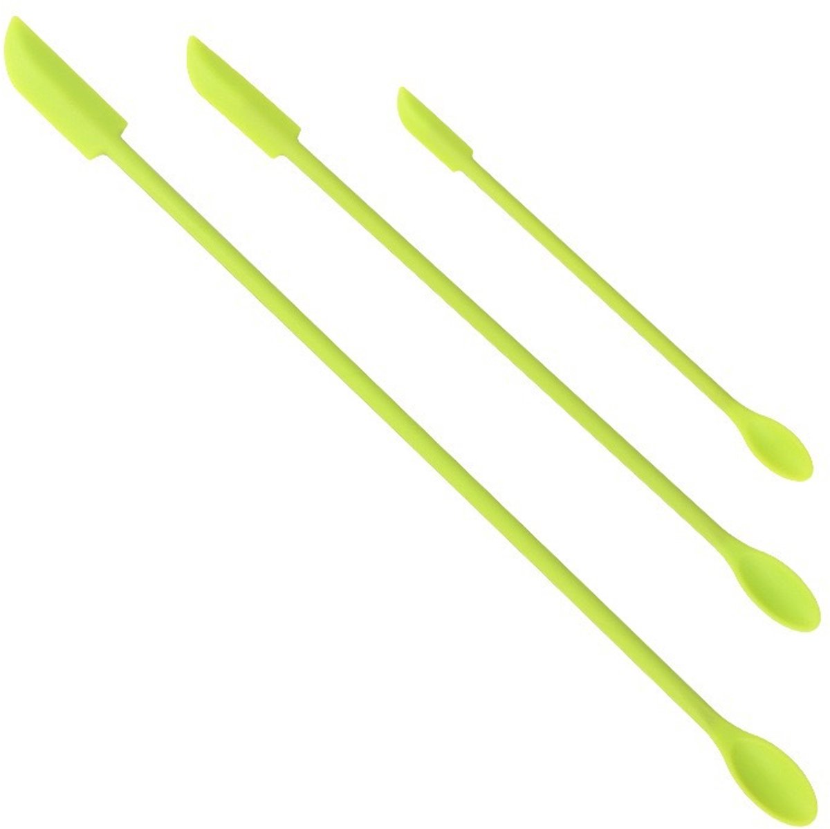 Set van 3 Siliconen Cosmetische Spatels – Mini Make-up Spatels voor Crèmes, Lotions en Flesjes – Herbruikbare Flesjesschrapers – Groen